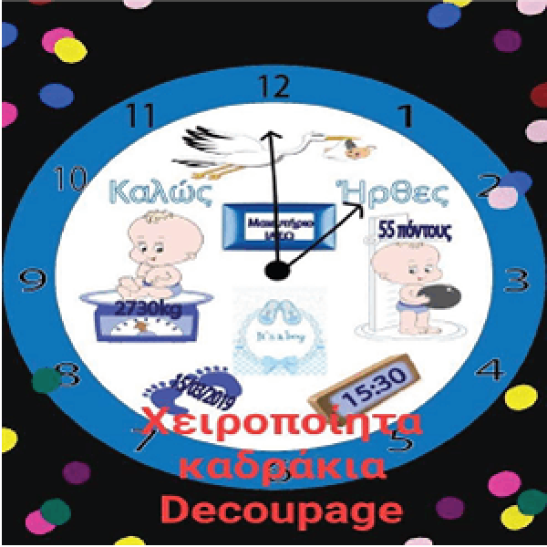 Ξύλινο Ρολόι Τοίχου Με Στοιχεία Γέννησης