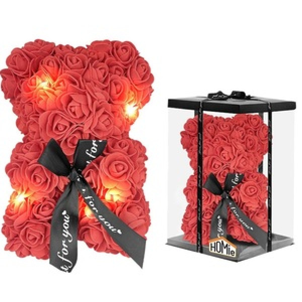 Αρκουδάκι από Τεχνητά Τριαντάφυλλα