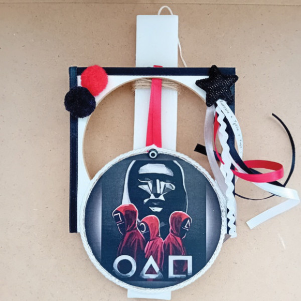 Αρωματική Λαμπάδα με ξύλινη κρεμαστή κατασκευή